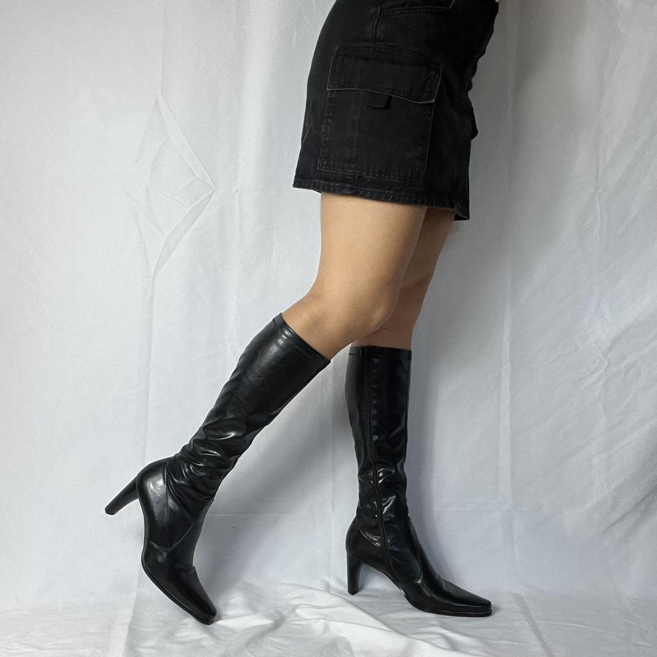 90s black knee high boots