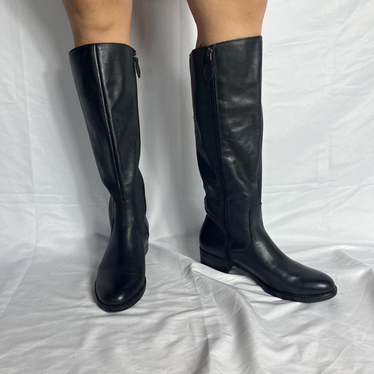 Leather Knee-High Boots Insane brand new knee-high... - Depop