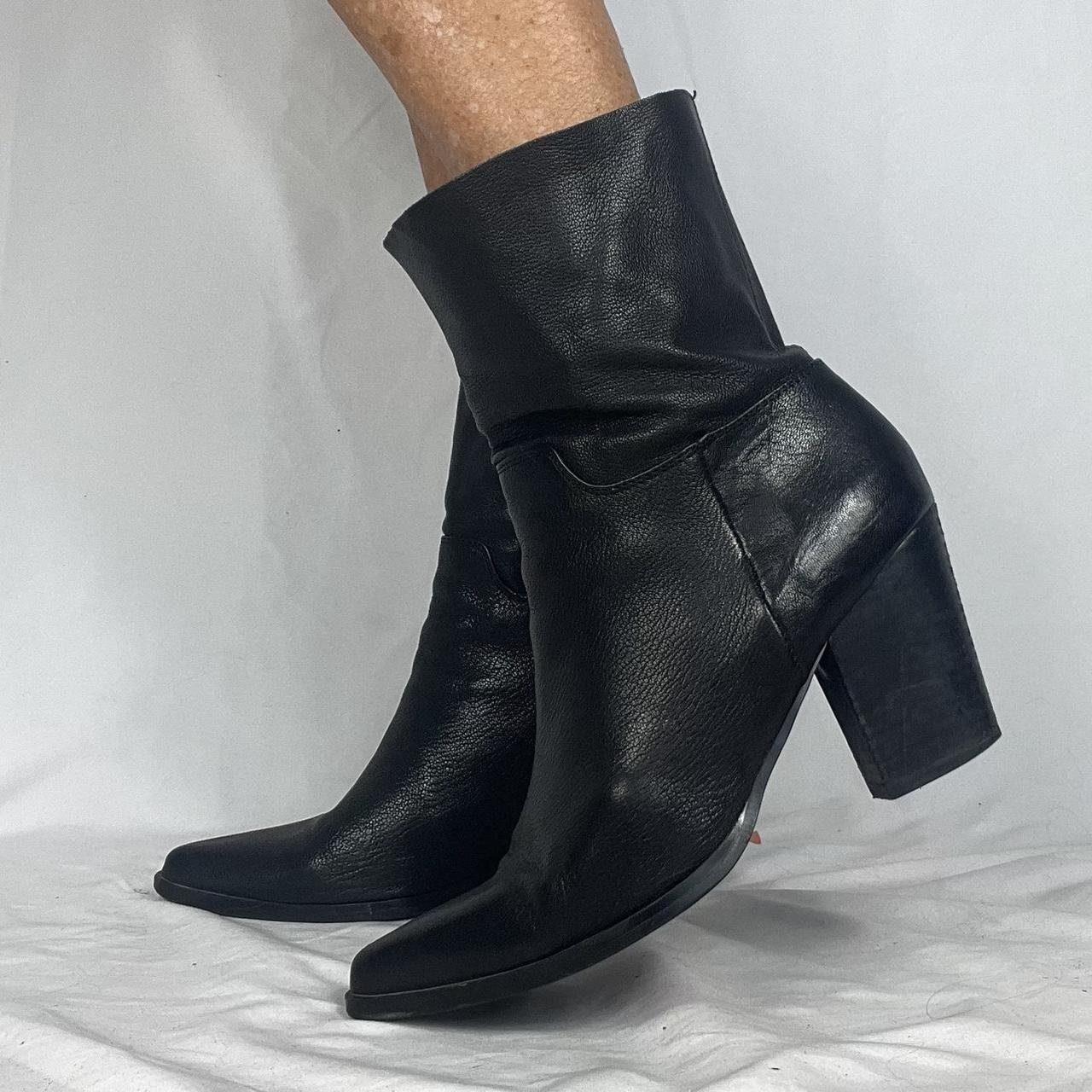 Black Leather Booties The cutest black leather Depop