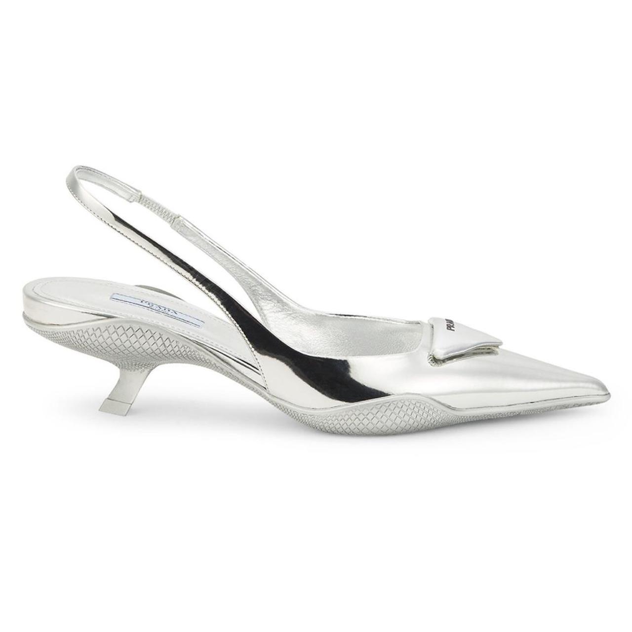 Prada silver slingbacks hotsell