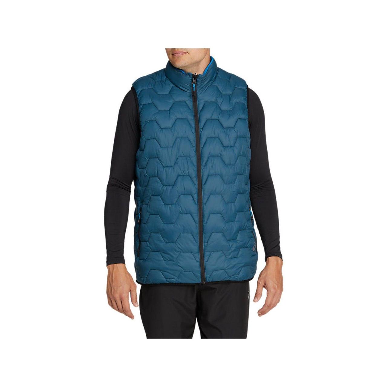 ASICS Men's Vest Blue L – asics M Reverse INS Vest Puffer Fleece …