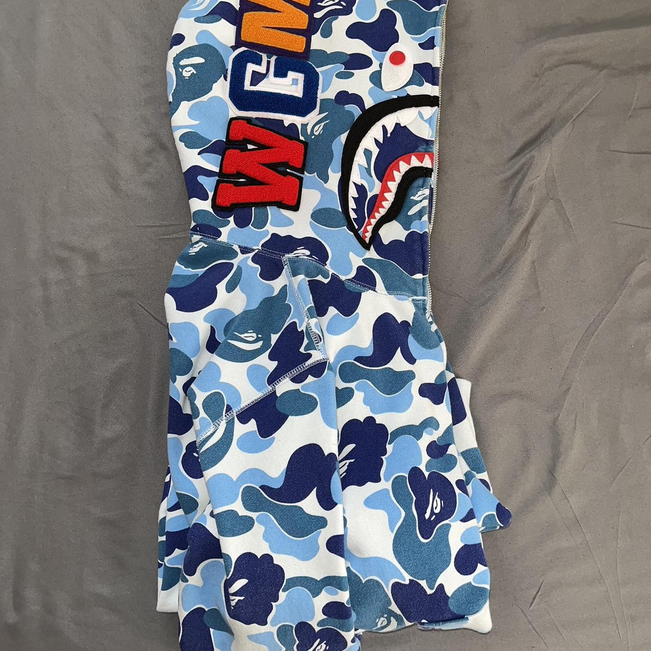 BAPE Big ABC Camo Shark Full Zip Hoodie Blue Depop