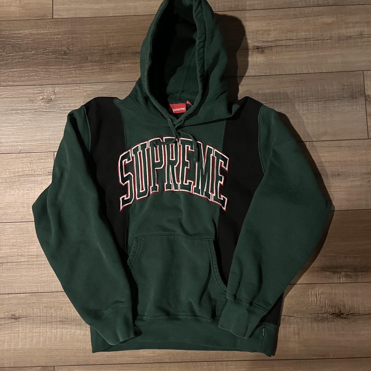 Black and shop green supreme hoodie