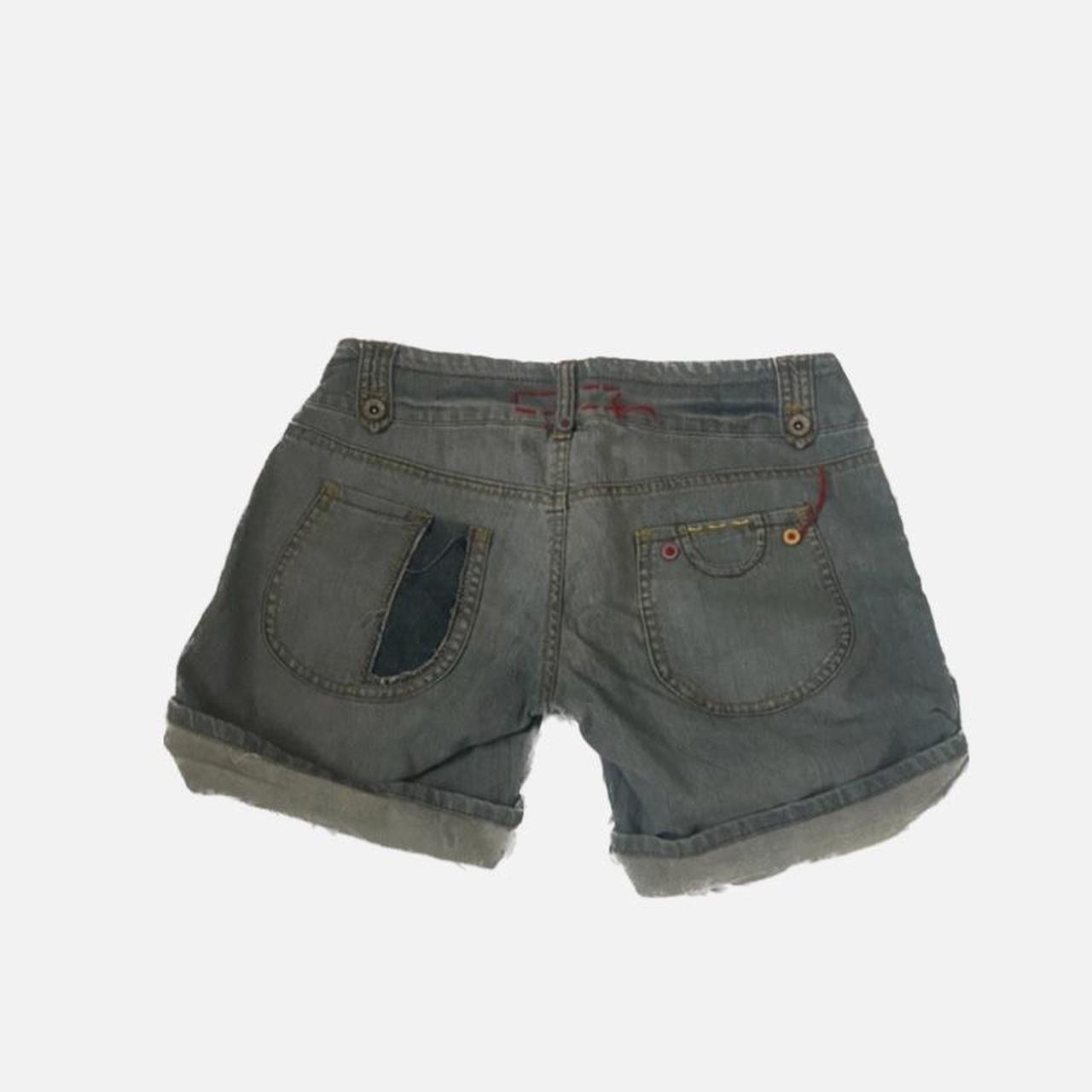 y2k vintage jorts shorts low rise baggy blue size:... - Depop