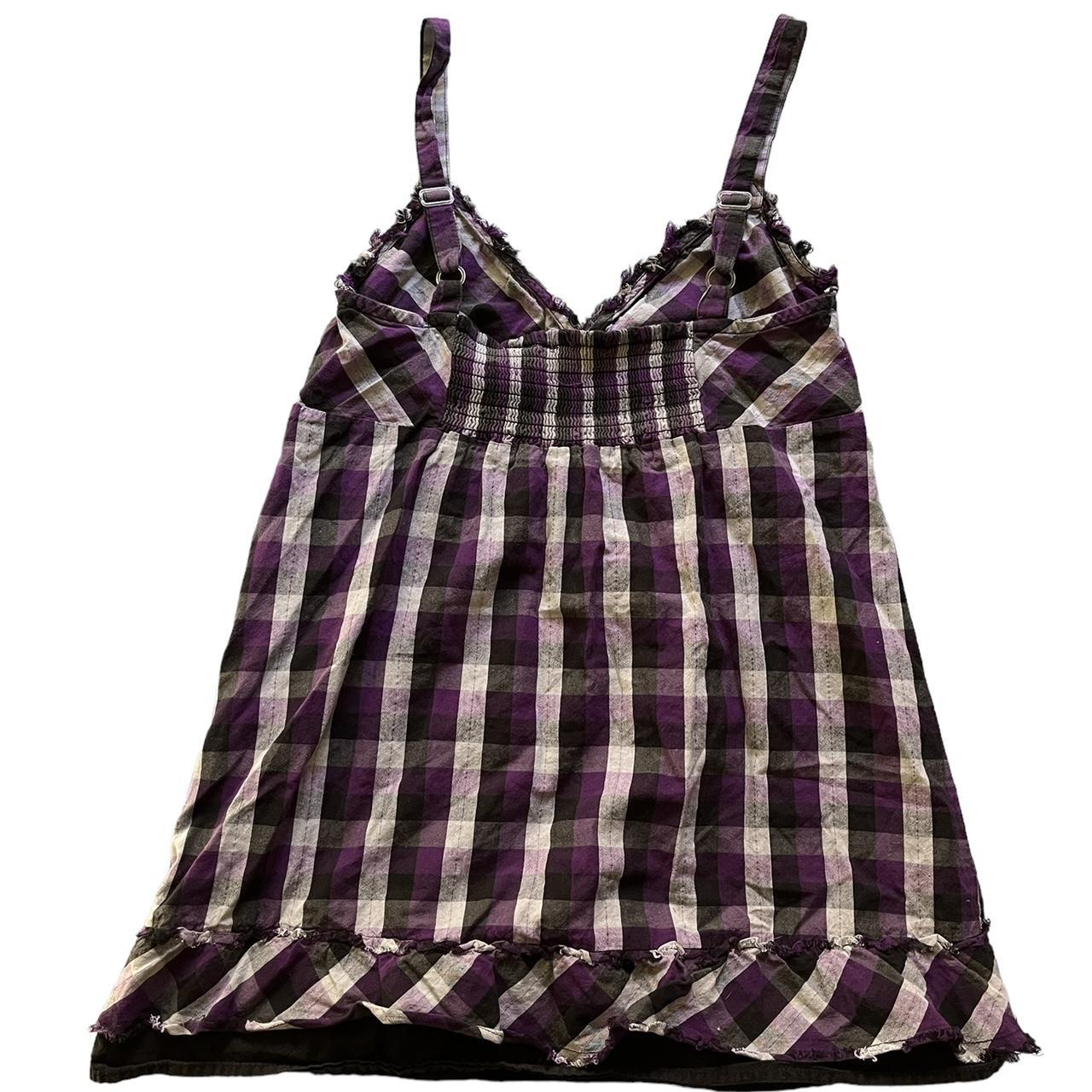 long purple and black plaid tank top🖤 #effystonem... - Depop