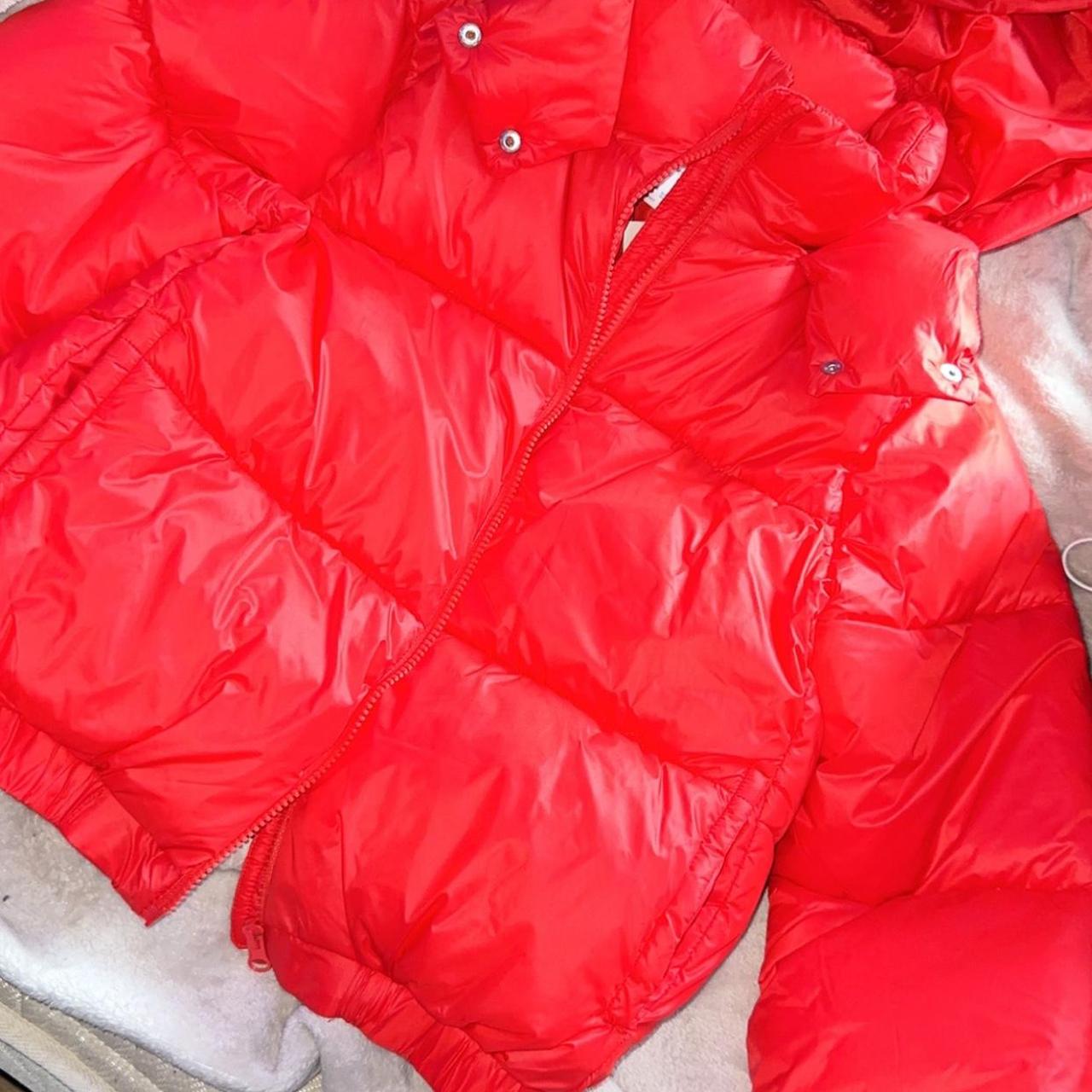 red primark puffer jacket slightly cropped brand new... - Depop