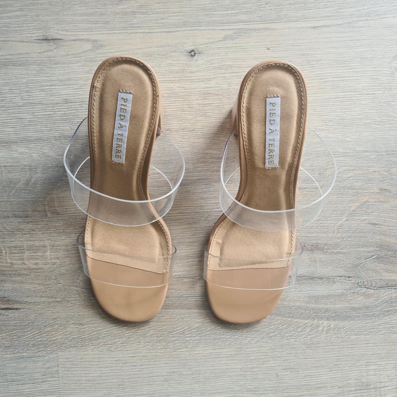 strappy block heels nude