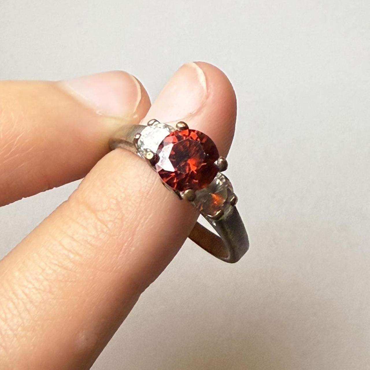 Women's Ring - Silver/Red – silver ruby ring -sil… - image 3