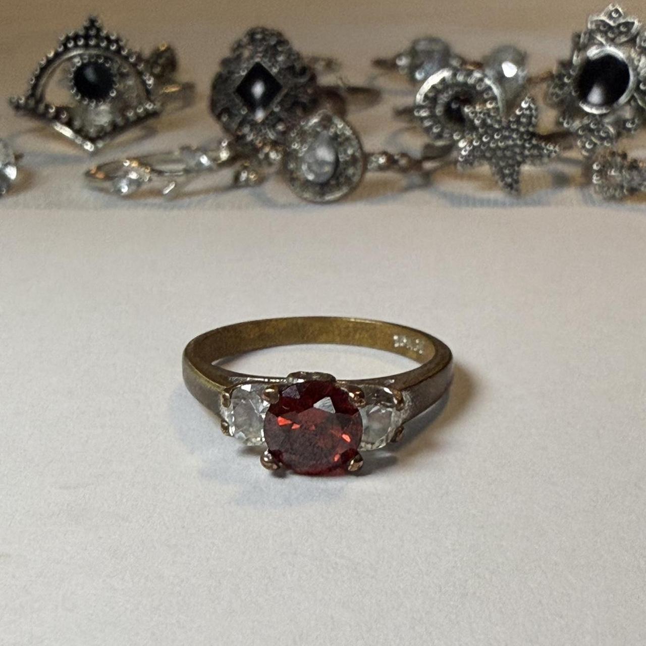 Women's Ring - Silver/Red – silver ruby ring -sil… - image 1