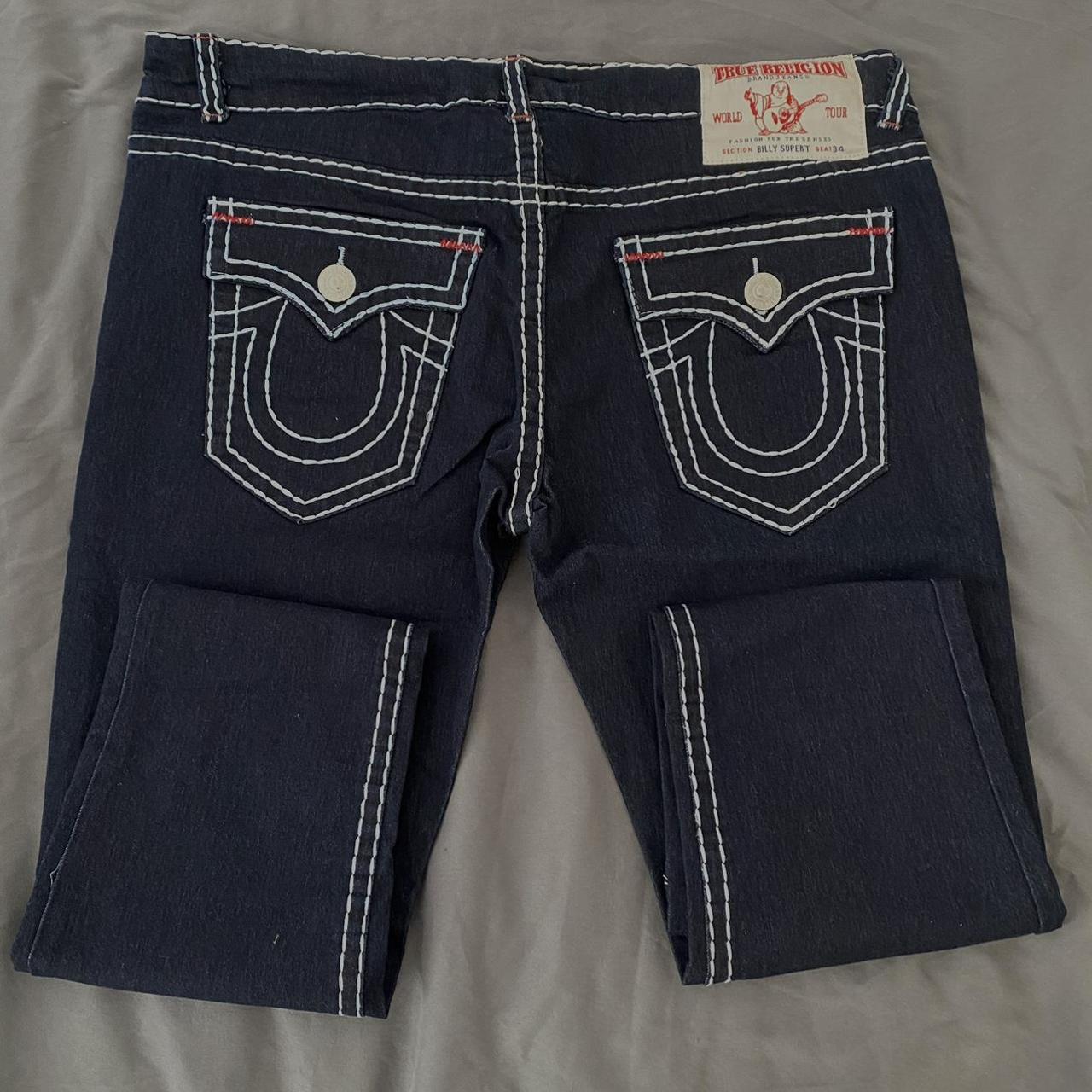 Billy super t True religion jeans reverse stitching... - Depop