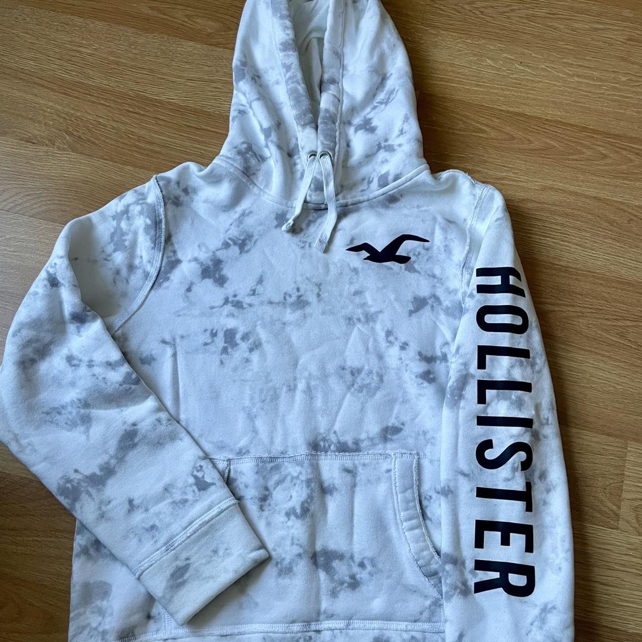 HOLLISTER WHITE GREY MARBLE ICONIC FEEL GOOD FLEECE