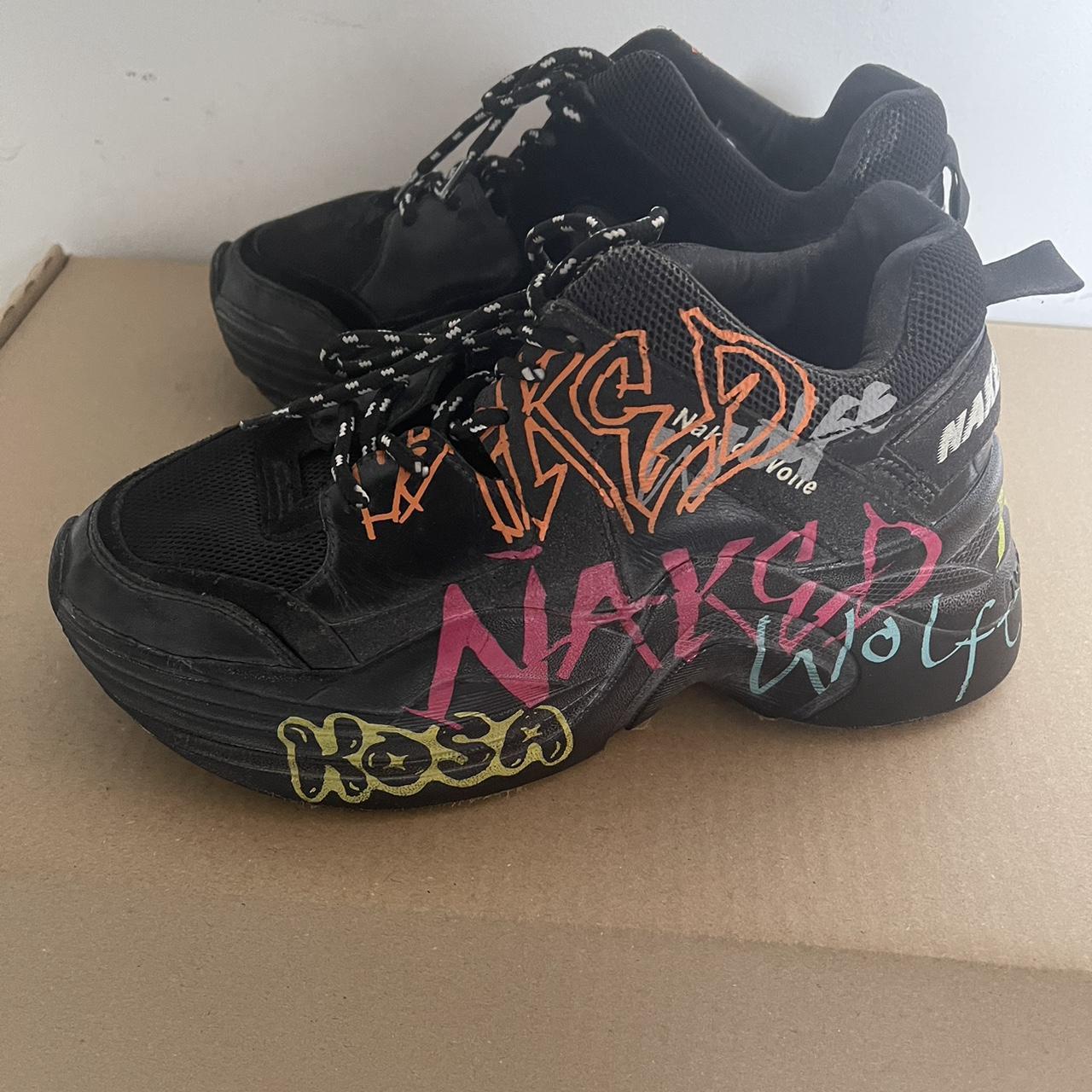 Naked Wolfe Women S Black Trainers Depop