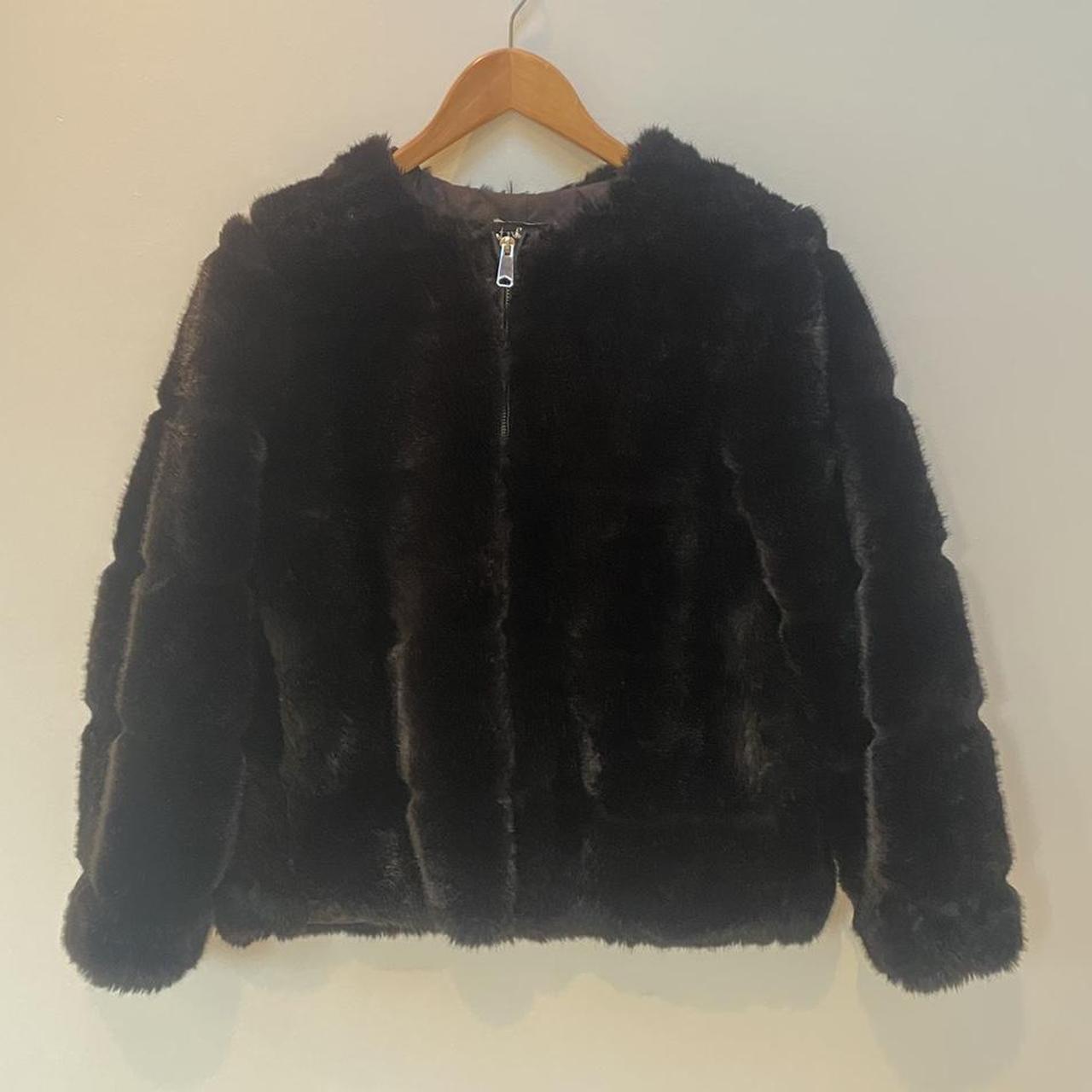 Zara • Faux Fur Coat • Black • XS In excellent... - Depop