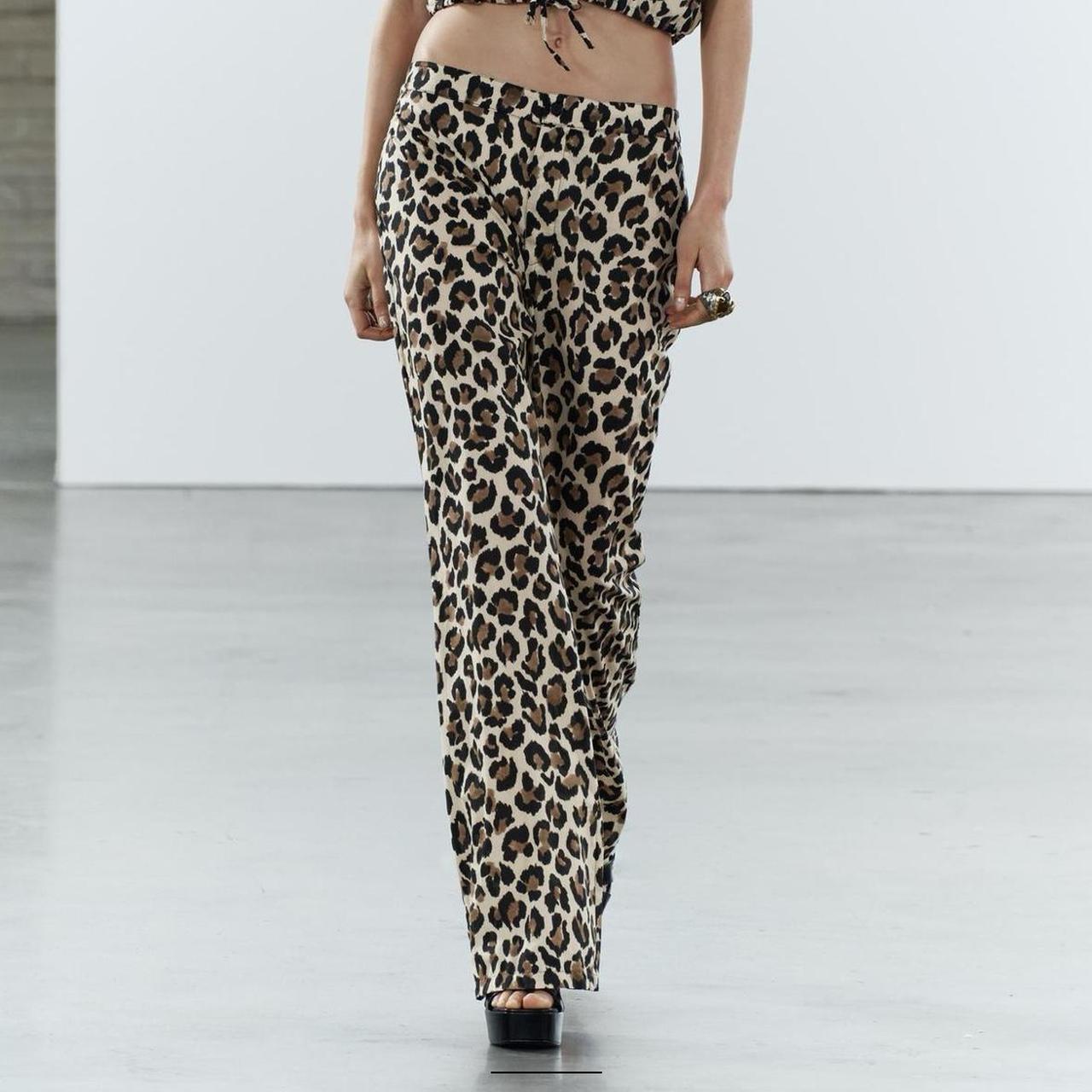 Wide Leg Pantalones Leopardo Zara Flared Trousers Animal Print