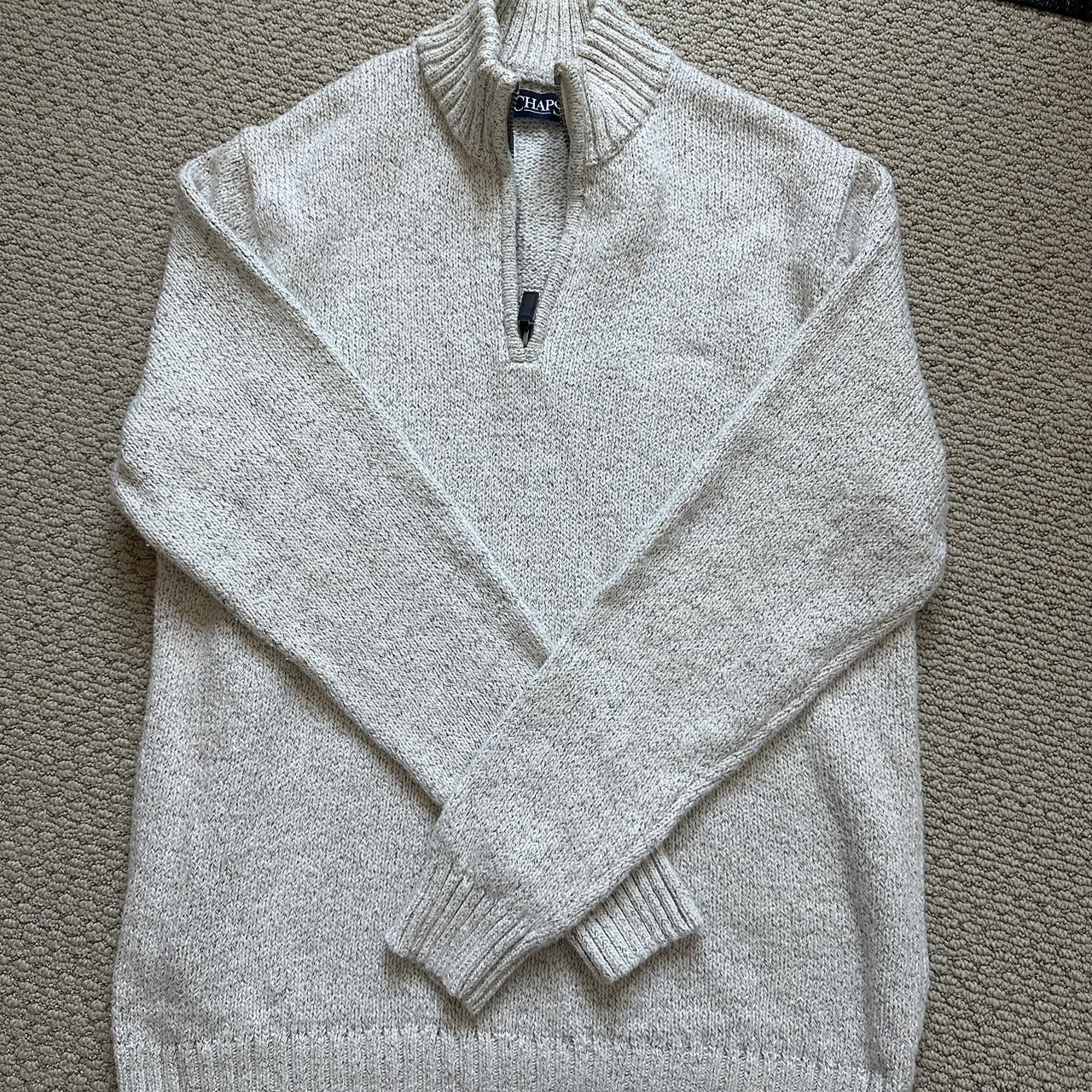 Chaps Men's White and Grey Jumper | Depop