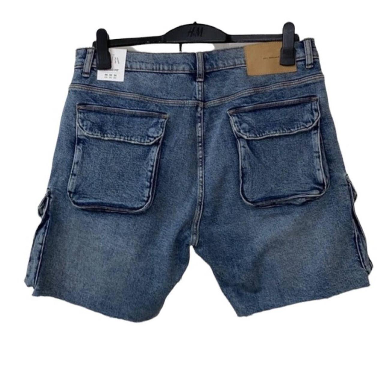Zara Men’s Denim Cargo Shorts,Patch pockets with... Depop