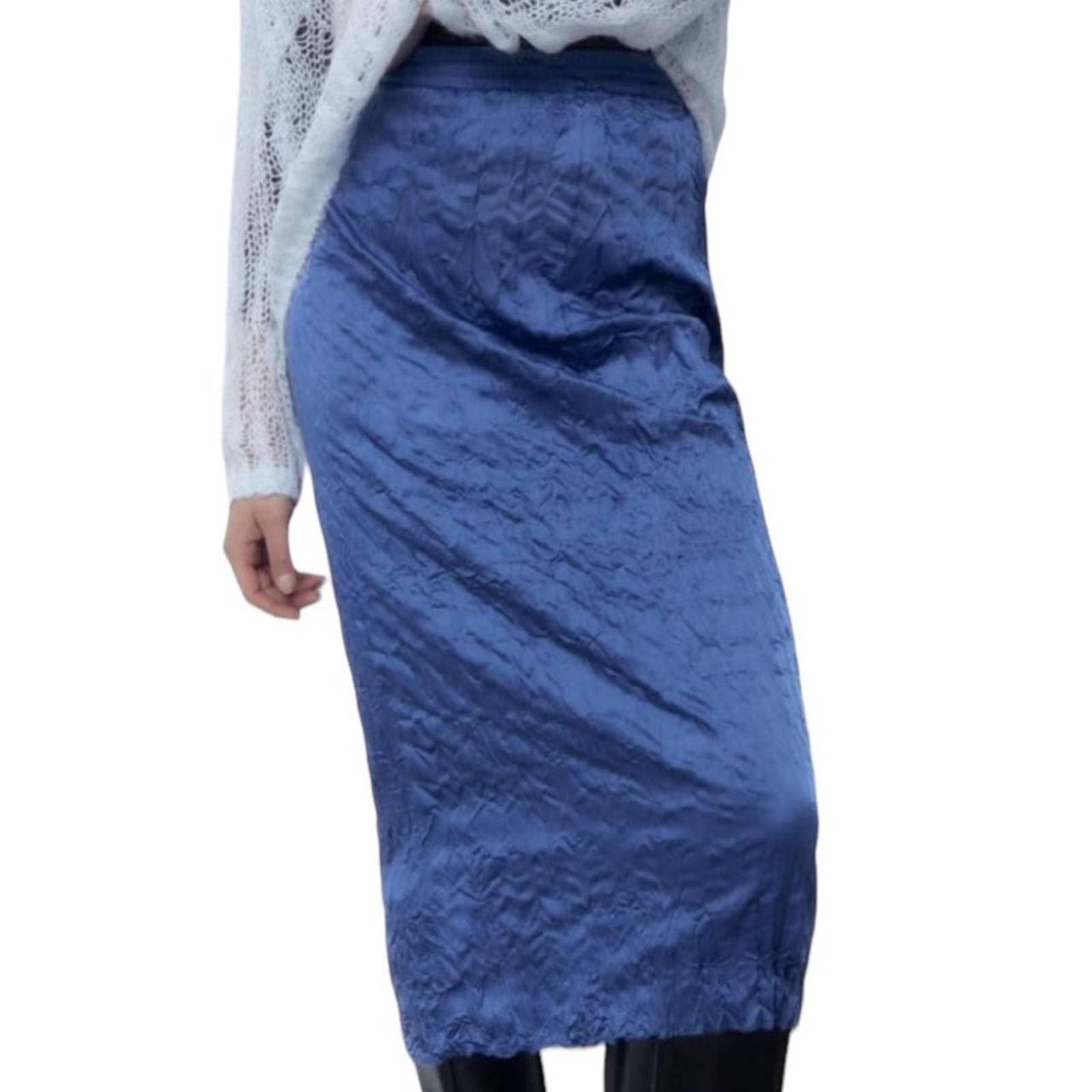 Zara Blue Pleated Midi Skirt, Elastic waistband,Slip... Depop