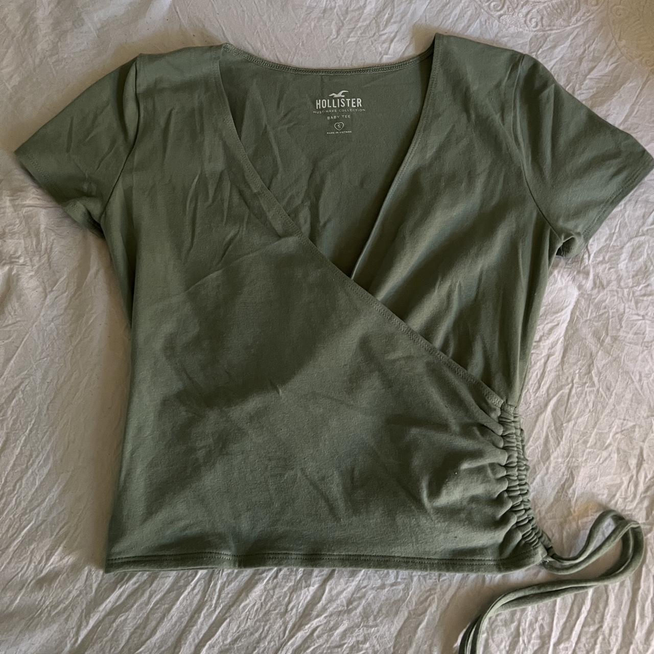 Hollister Wrap Front Baby Tee Tie on the side Depop