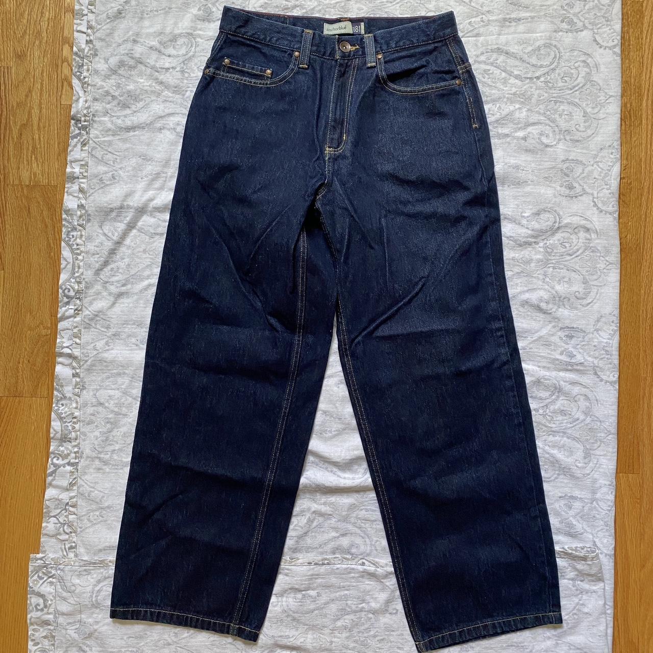 Vintage Anchor Blue Beyond Baggy Jeans Mens Y2k wide... - Depop