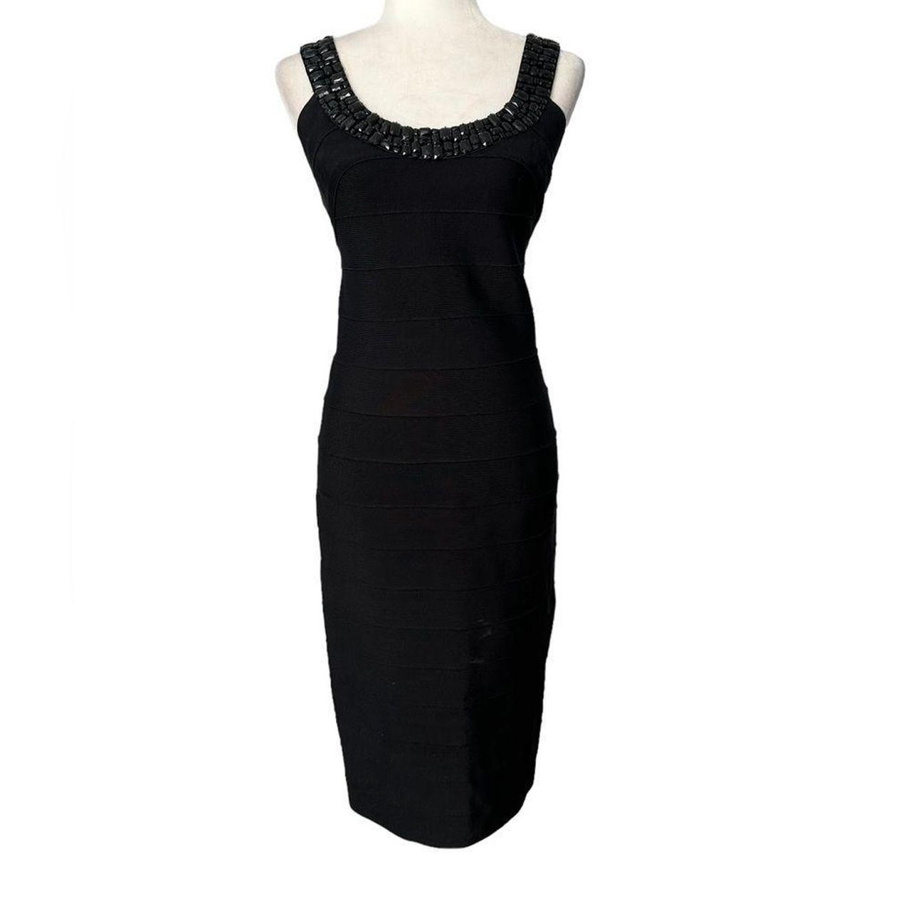 Carmen Marc Valvo Beaded Neck Dress