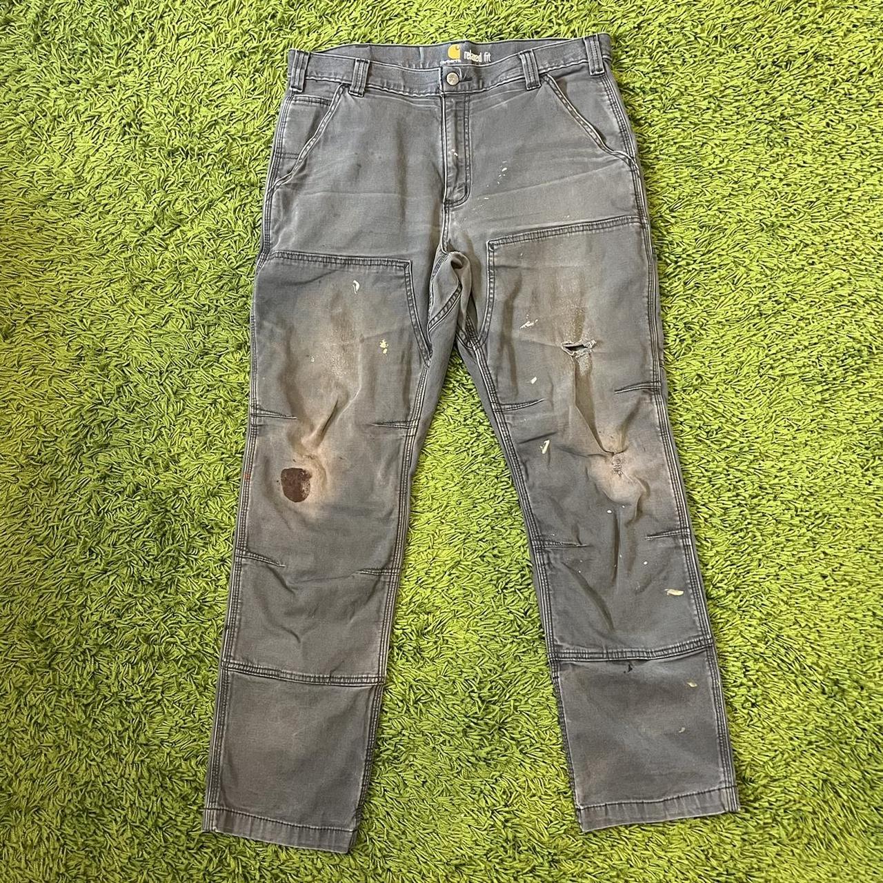 Carhartt Double Knee Work Pants gray Carhartt... Depop