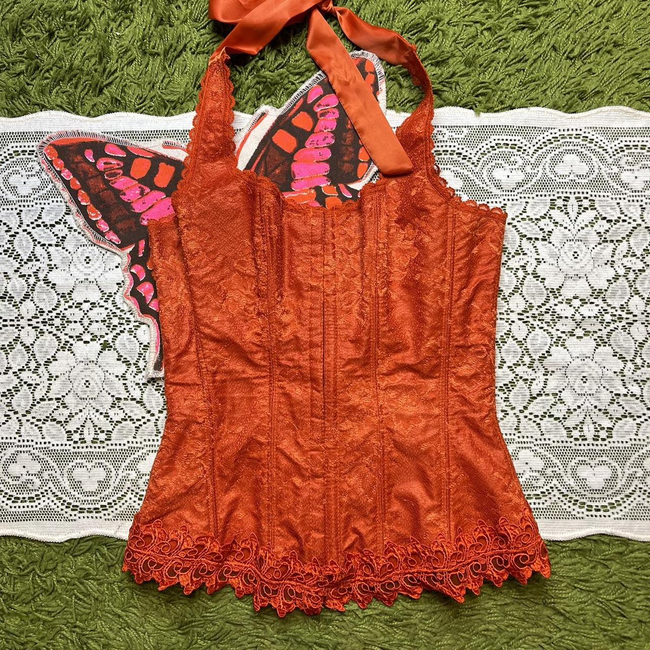Orange Corset Top orange Fredericks of Hollywood... Depop