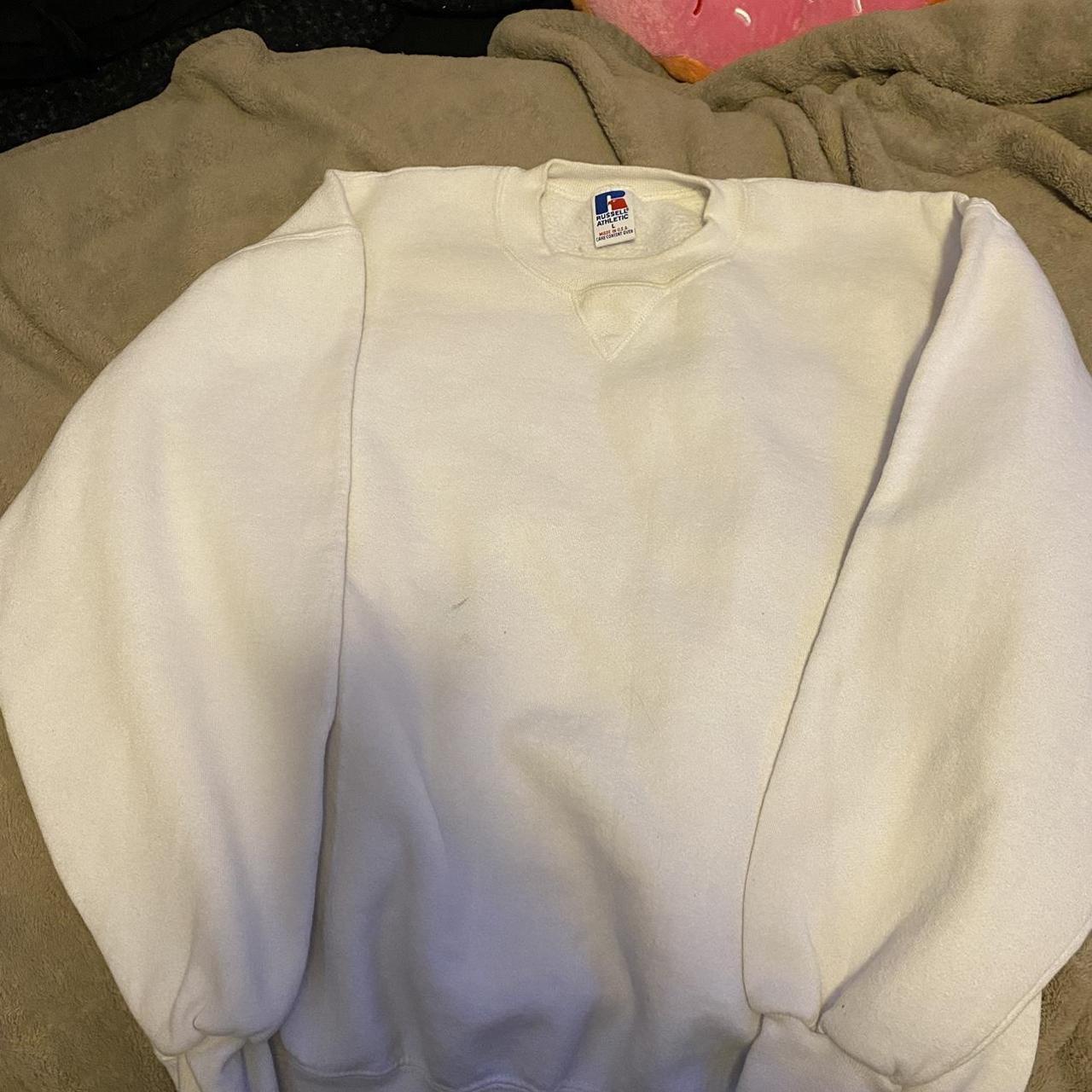 Vintage 90s Russell Athletic white crewneck size - Depop