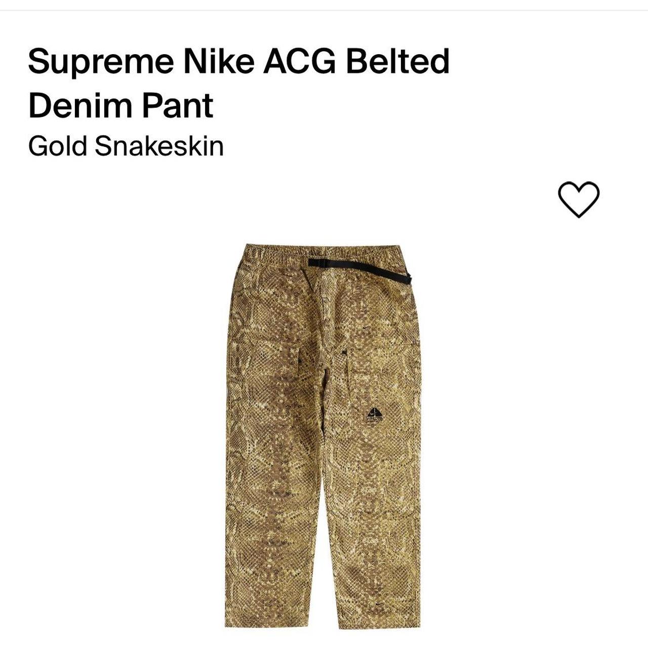 Supreme Nike ACG Belted Denim Pant Gold... - Depop