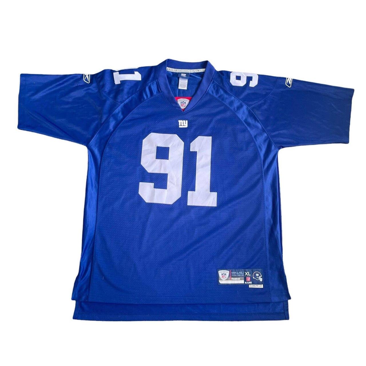 91 JUSTIN TUCK New York Giants NFL DE Blue Throwback Jersey