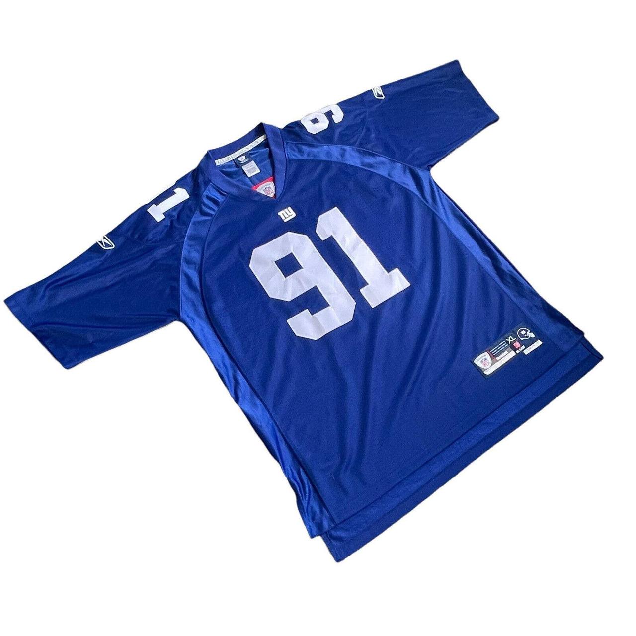 91 JUSTIN TUCK New York Giants NFL DE Blue Throwback Jersey