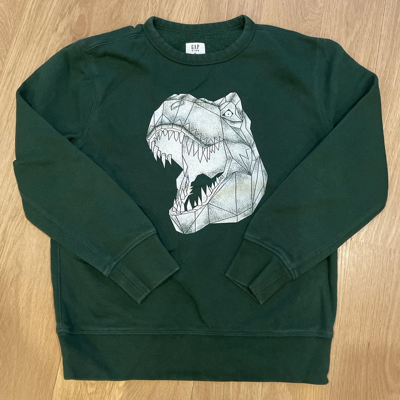 Gap kids XL dark green dinosaur sweater #dinosaur... - Depop