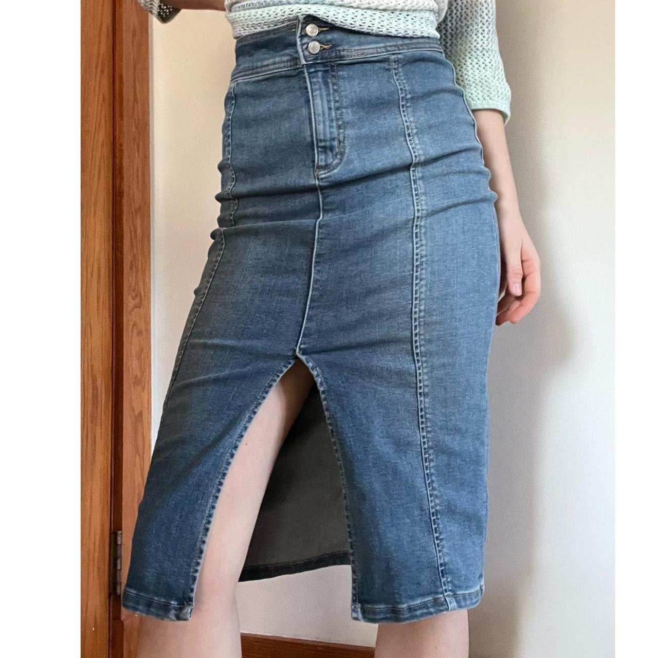 Free People Maddie denim midi skirt 💙 Long blue... - Depop