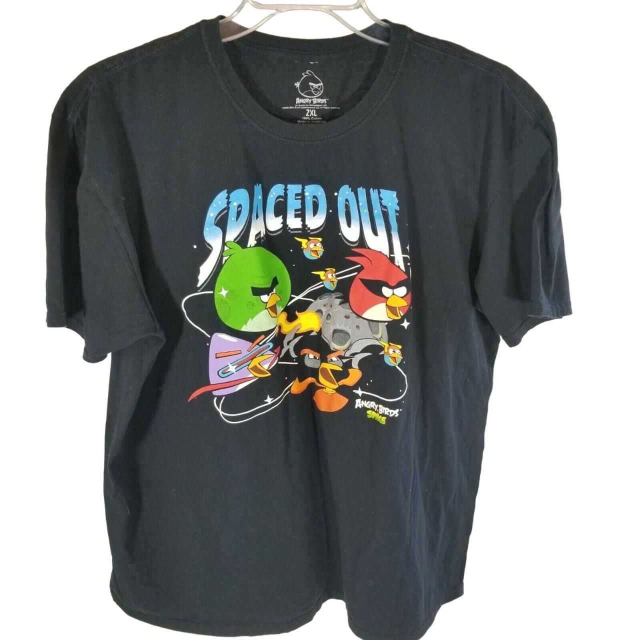 Mens 2XL Angry Birds T-Shirt Black Cotton Short Sleeve