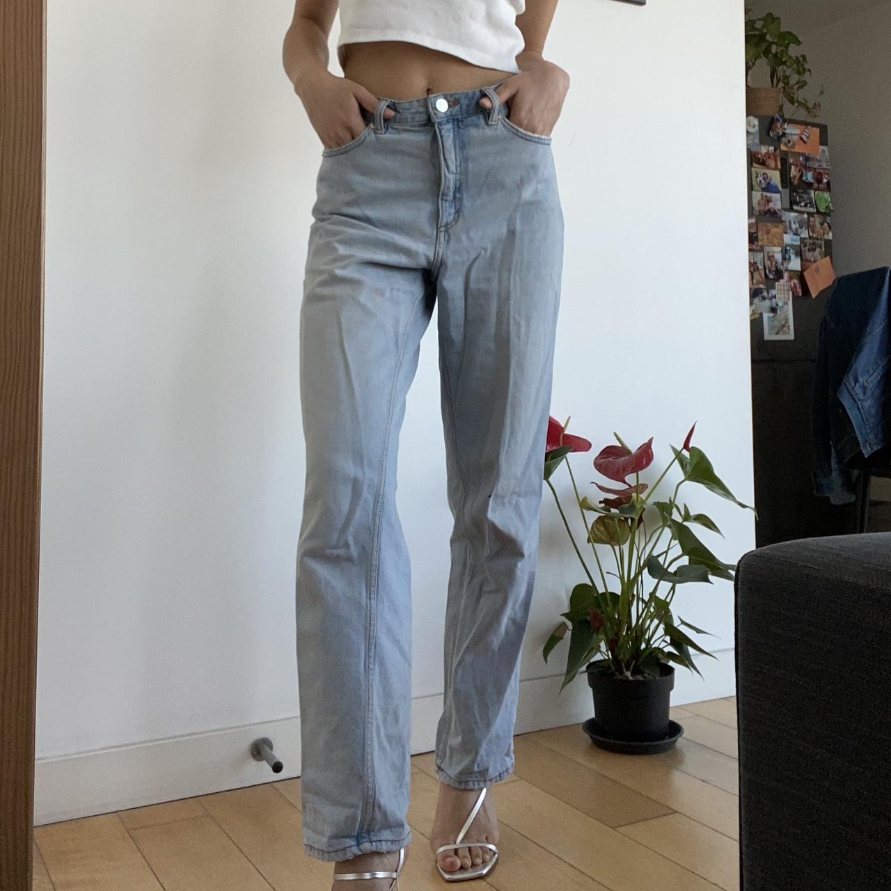 🌊 Monki straight leg jeans - washed light blue with... - Depop