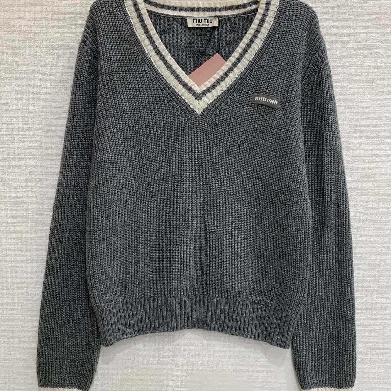 Miu Miu Women's Sweater - Grey - L – Grey Miu Miu… - image 1