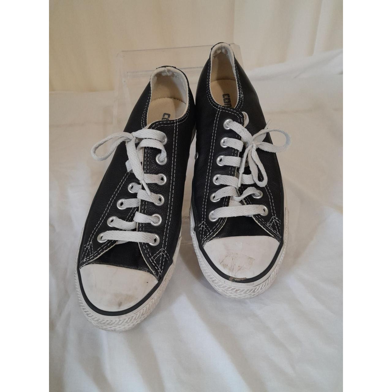 Black leather converse store mens size 8