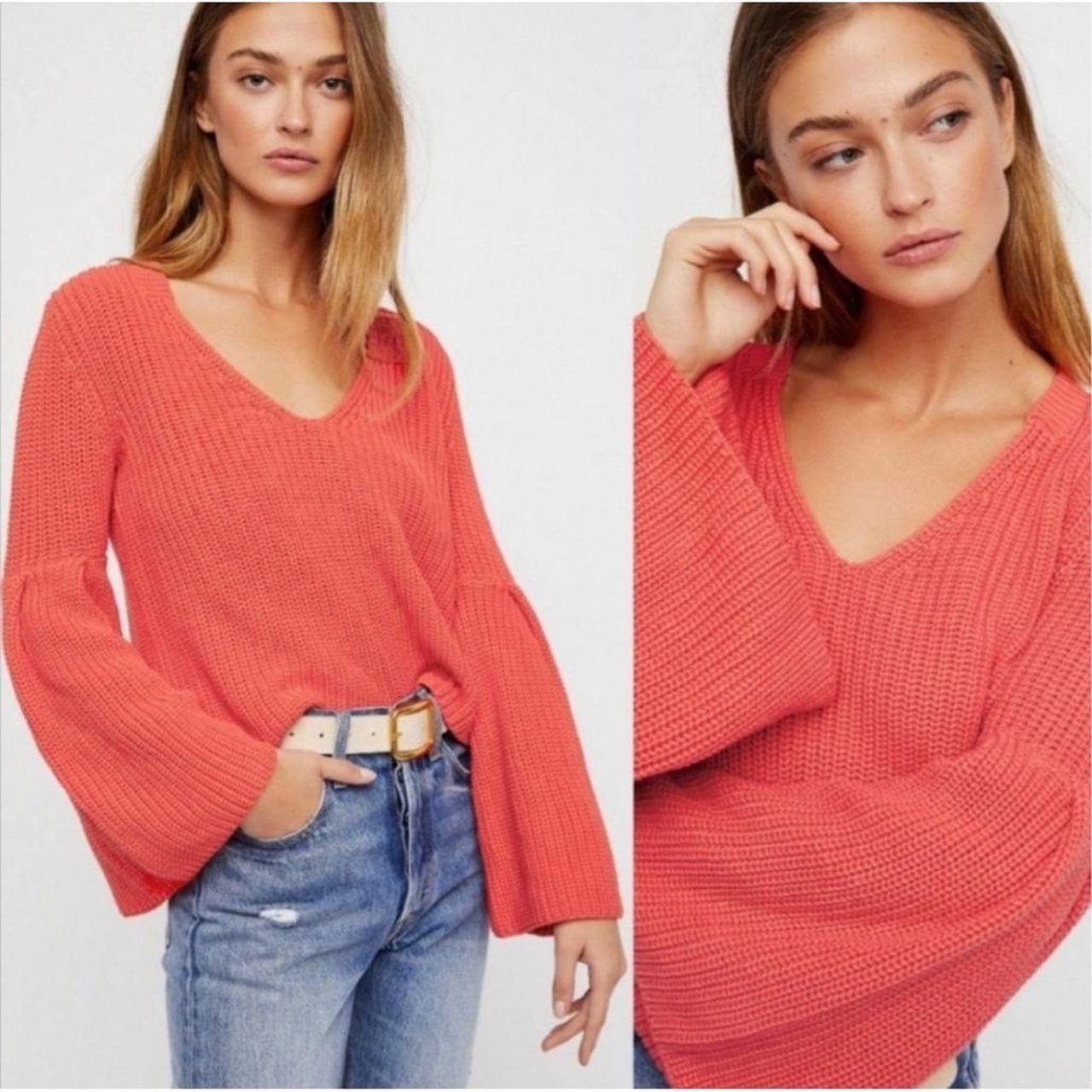 Free People Damsel Sweater Women s XS Orange Crop. Depop