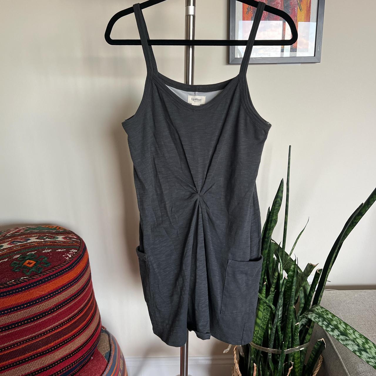 Grey jersey knit dress with pockets on the side and. Depop