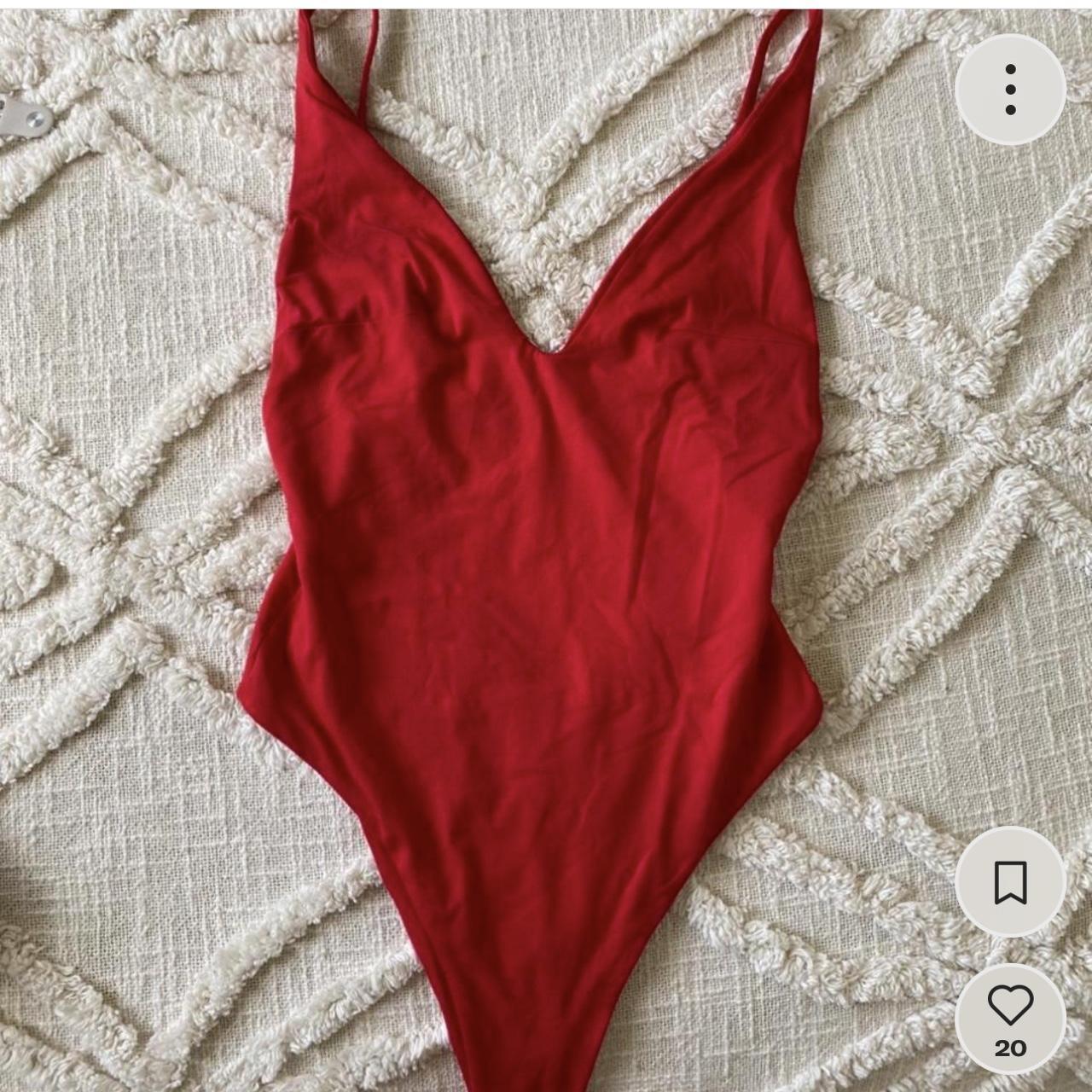 Kookai red bodysuit Size 2 in kookai sizing -... - Depop