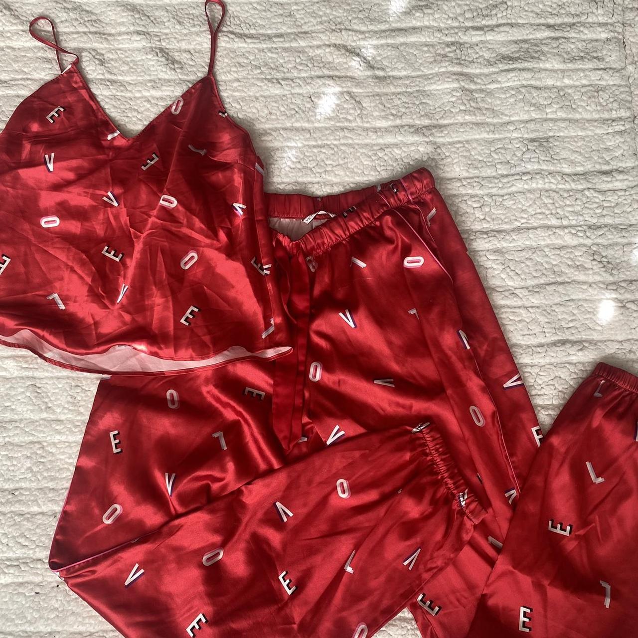 Victoria's secret best sale red silk pajamas