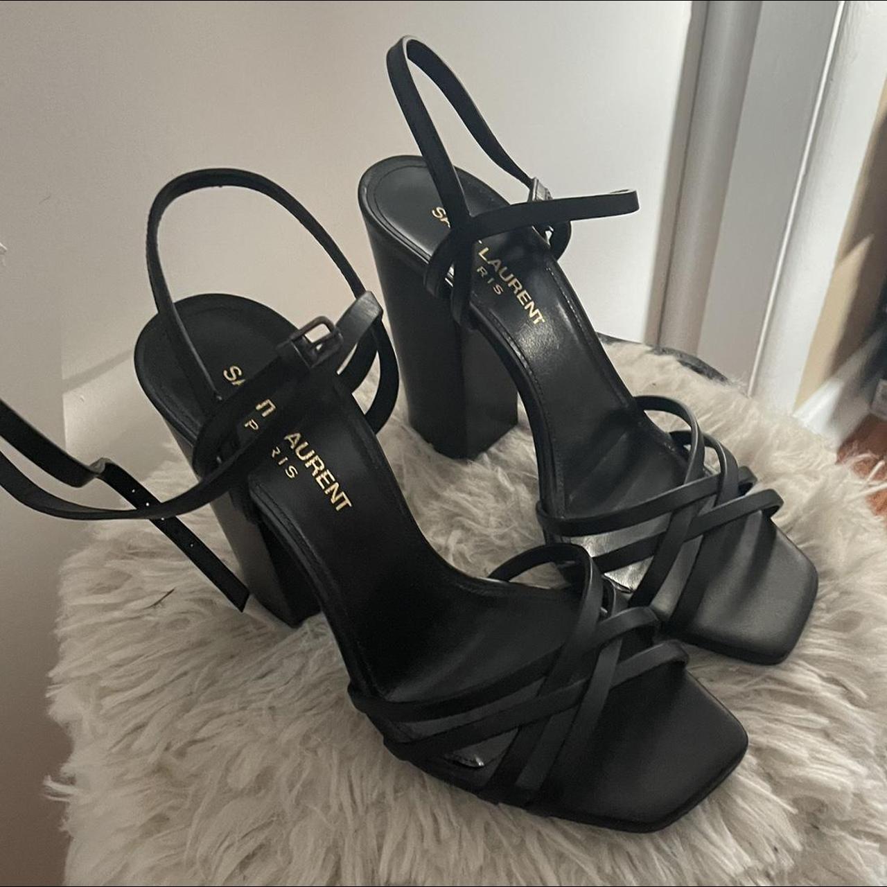 Yves Saint Laurent Women's Black Sandals | Depop