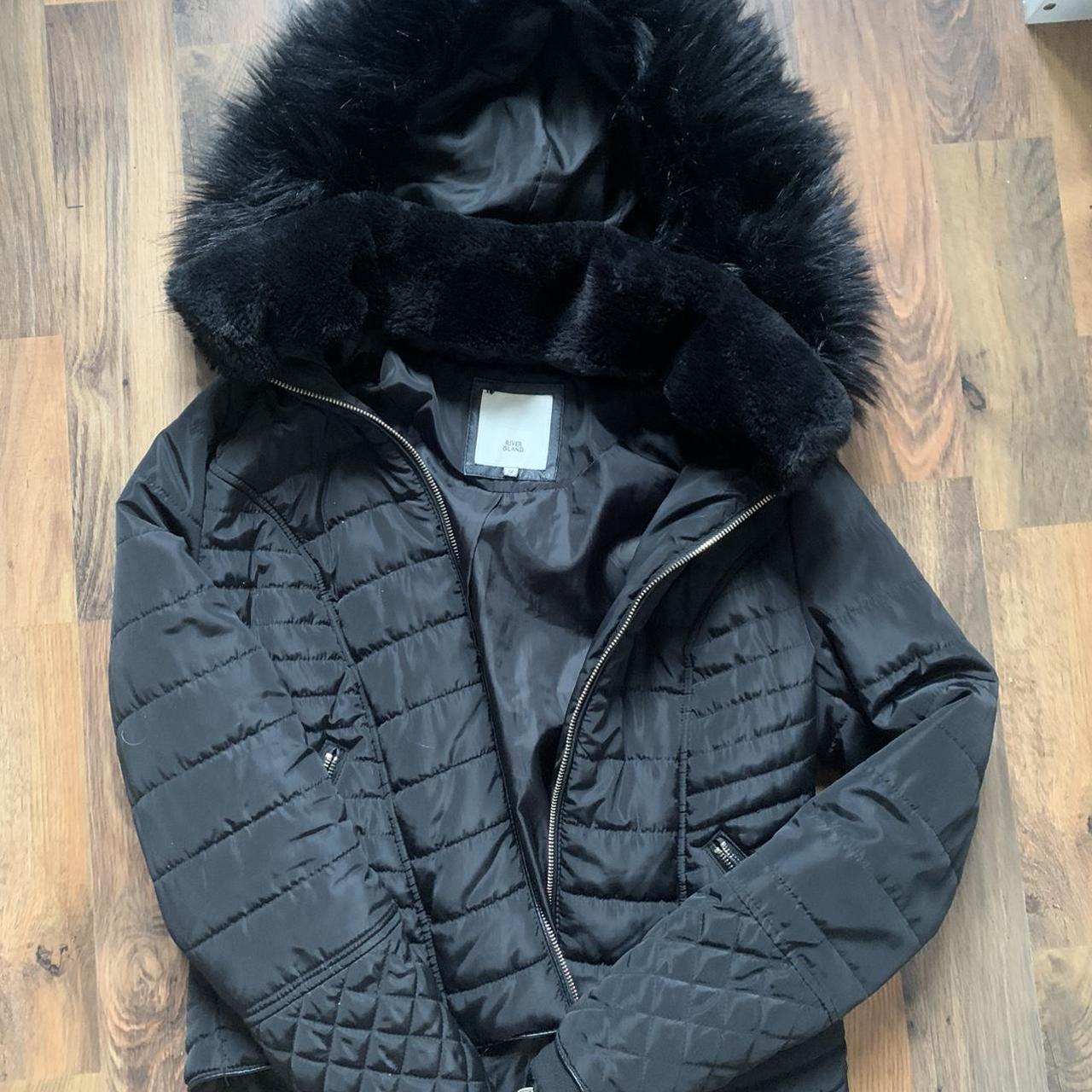 Black River Island coat size 12 Removable fur... - Depop