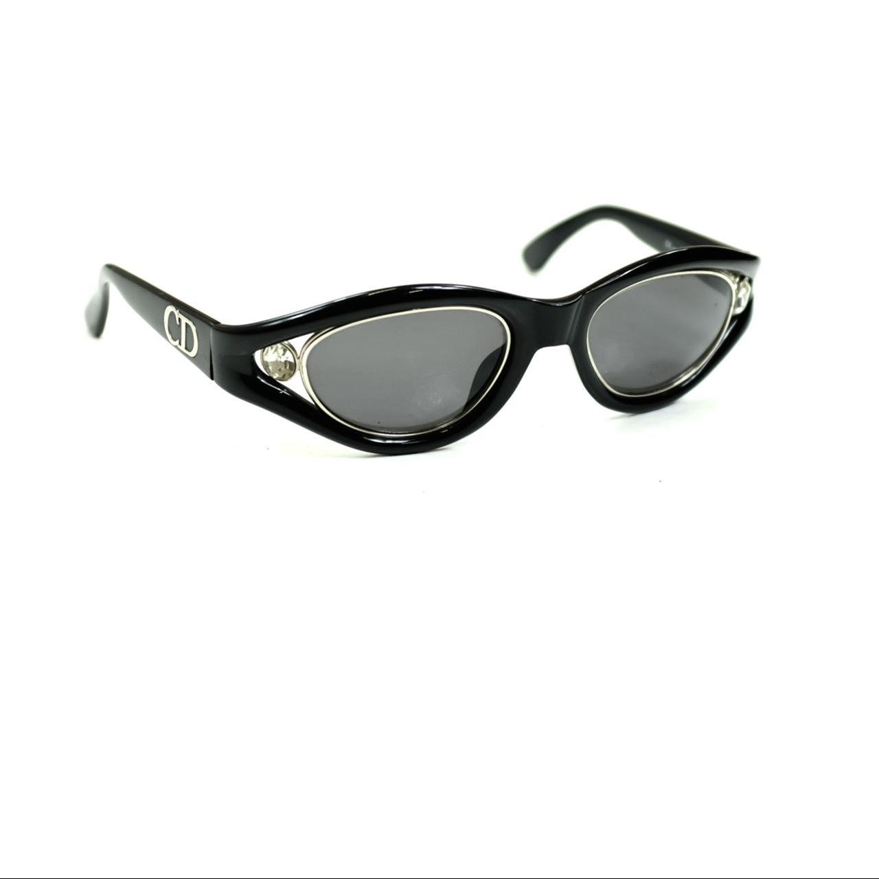 Christian Dior Men's Black and Silver Sunglasses Depop