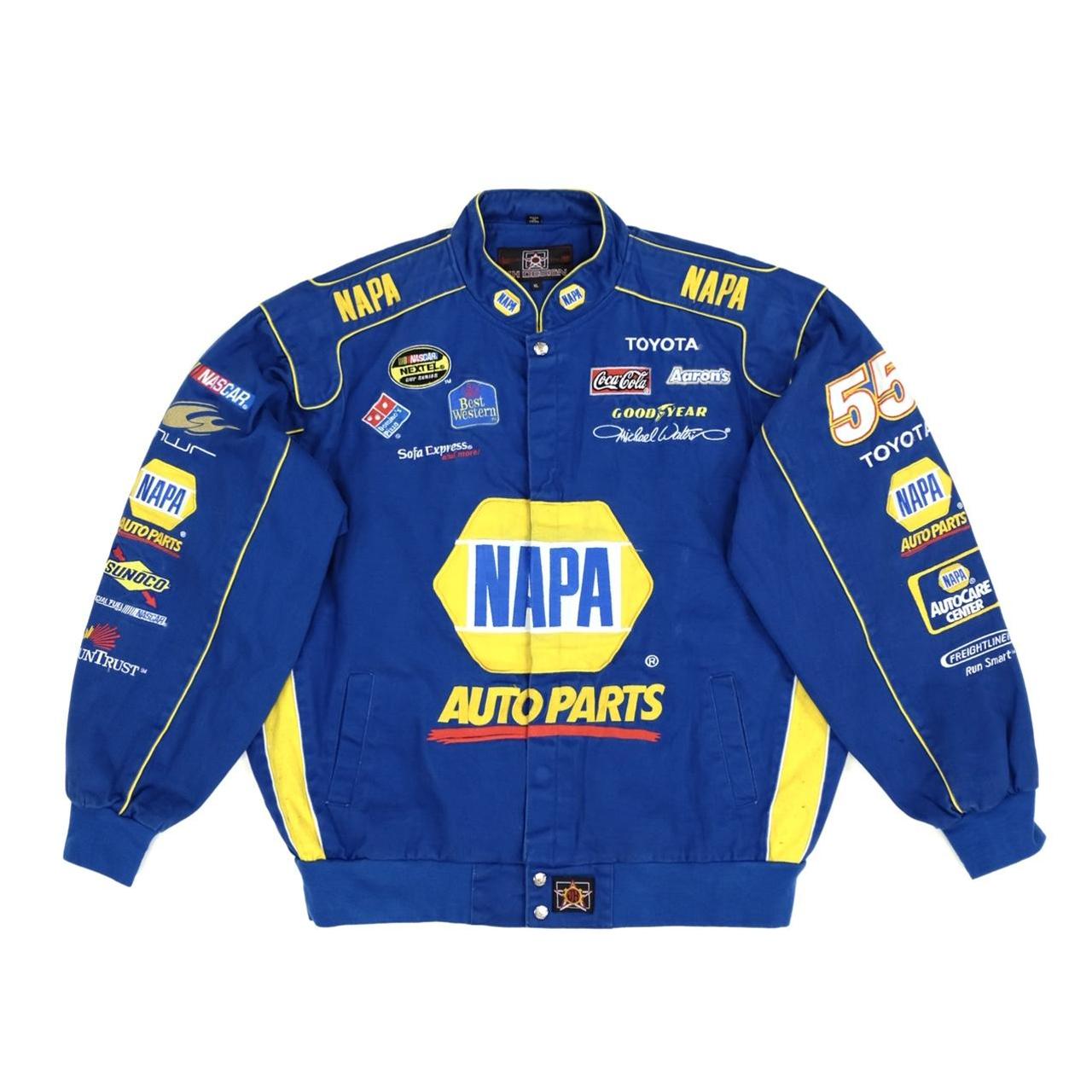 NASCAR Men's Blue and Yellow Jacket | Depop