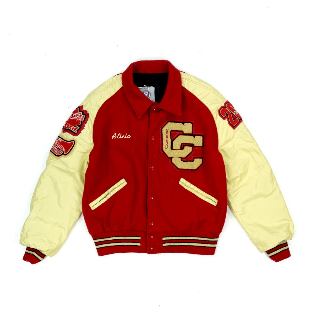 Varsity Jacket 80s style Varsity Jacket. Red wool... - Depop