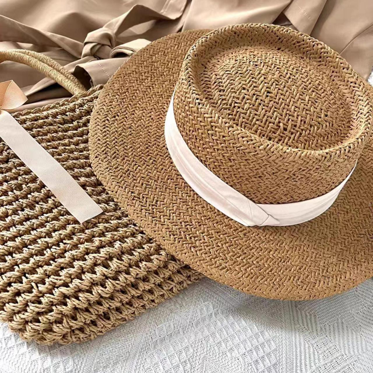 Women's Cream and Khaki Hat Depop