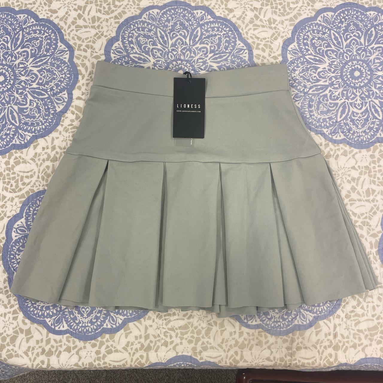 Lioness Rescue Me Pleat Mini Skirt In A Seafoam Depop