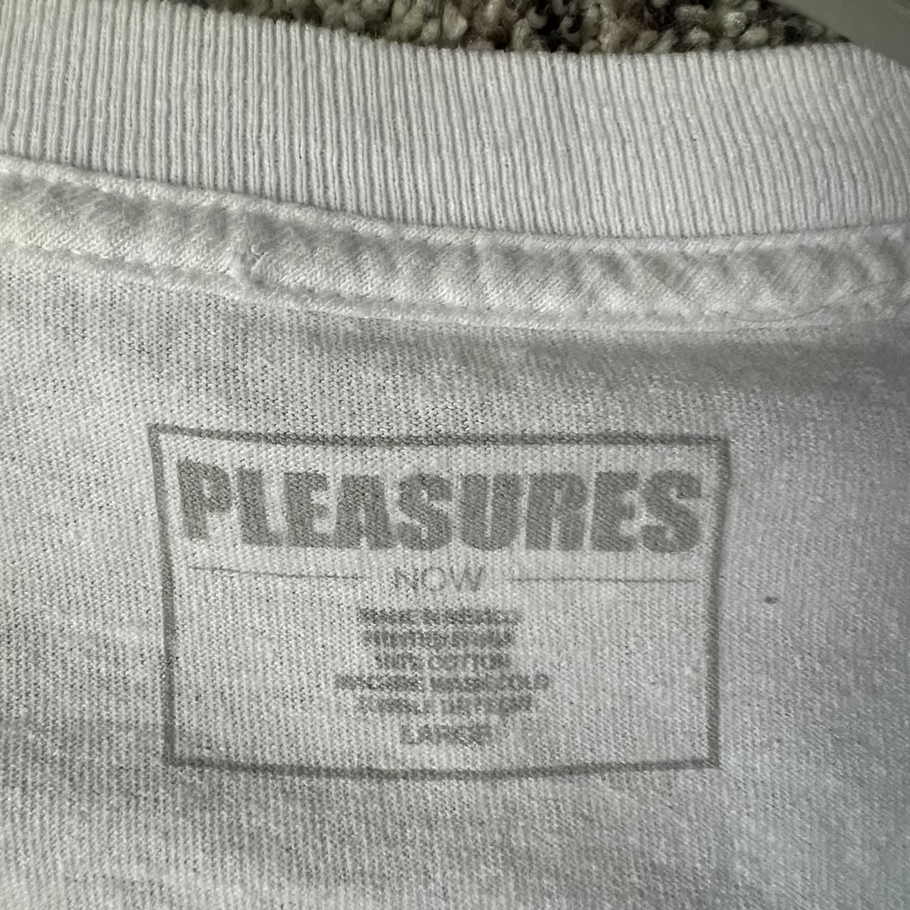 Pleasures Men's White and Red T-shirt | Depop