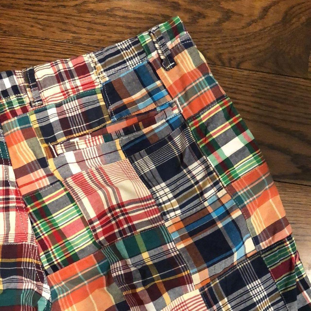 GAP Men’s Madras Patchwork Plaid Flat Front Shorts... - Depop