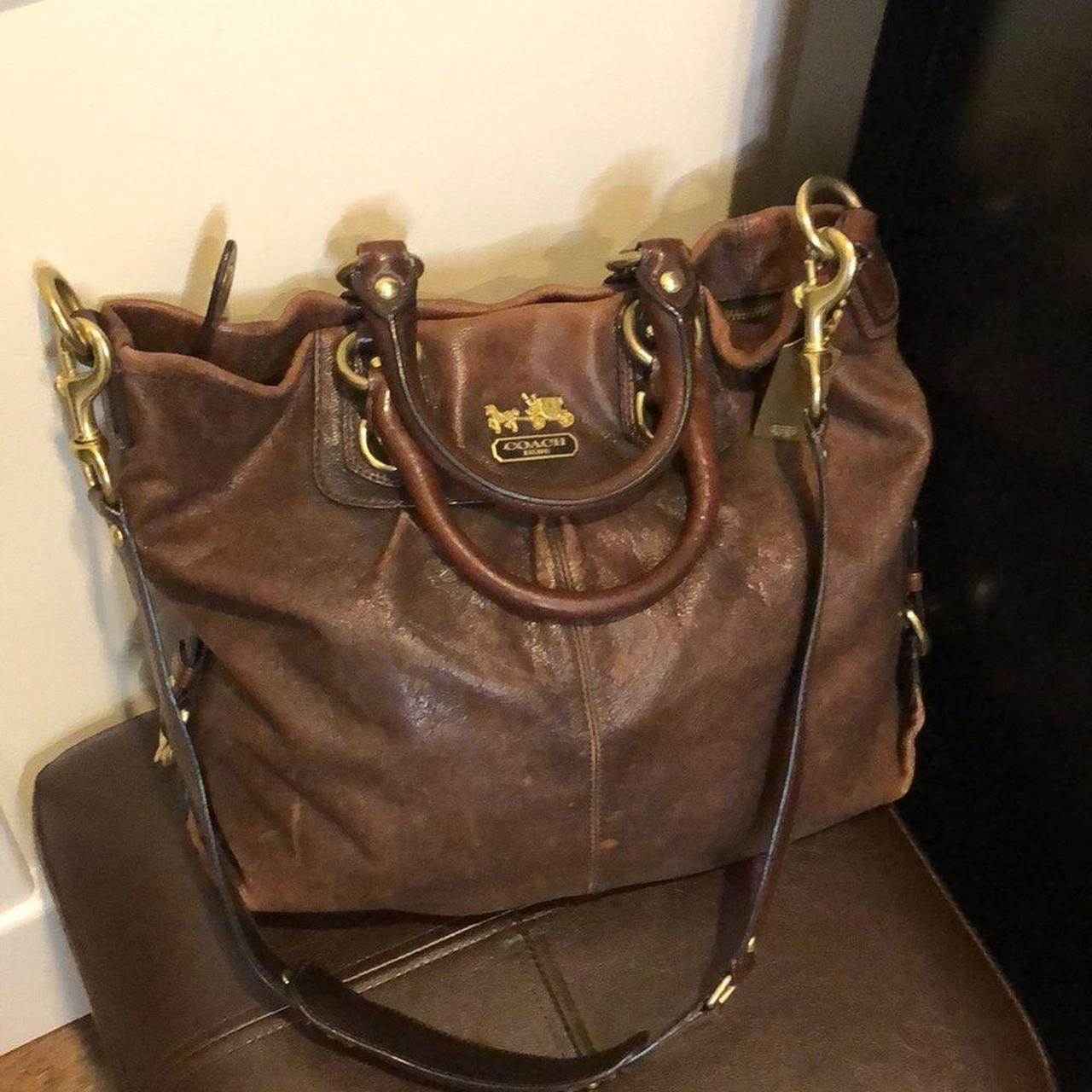 COACH Vintage Large Brown Leather Top Handle | Depop